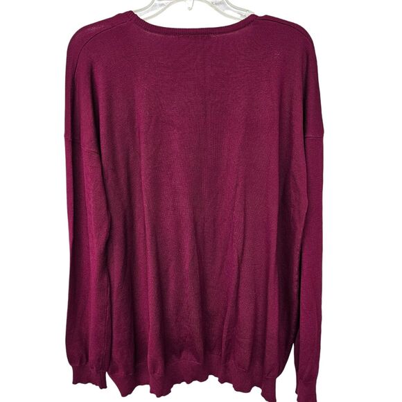 Cyrus Womens Sweater Size XL Pink Raspberry Beaded Neckline Dressy Office Party - Picture 2 of 9